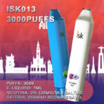 ISK013 POD Descartável 3000 Puffs com fluxo de ar ajustável e bateria recarregável